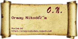 Ormay Nikodém névjegykártya